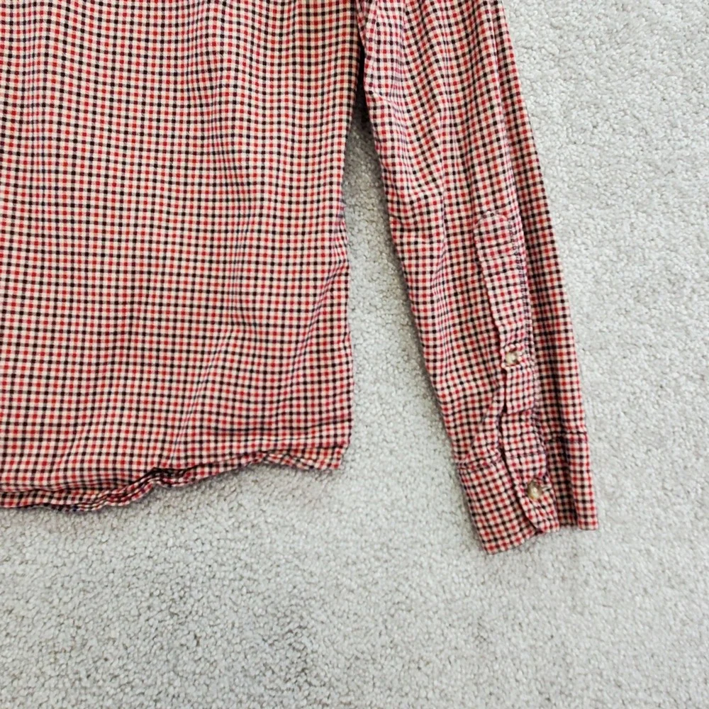 J Crew Slim Fit Button Down Shirt Mens Medium Gingham‎ Plaid Red Blue Preppy